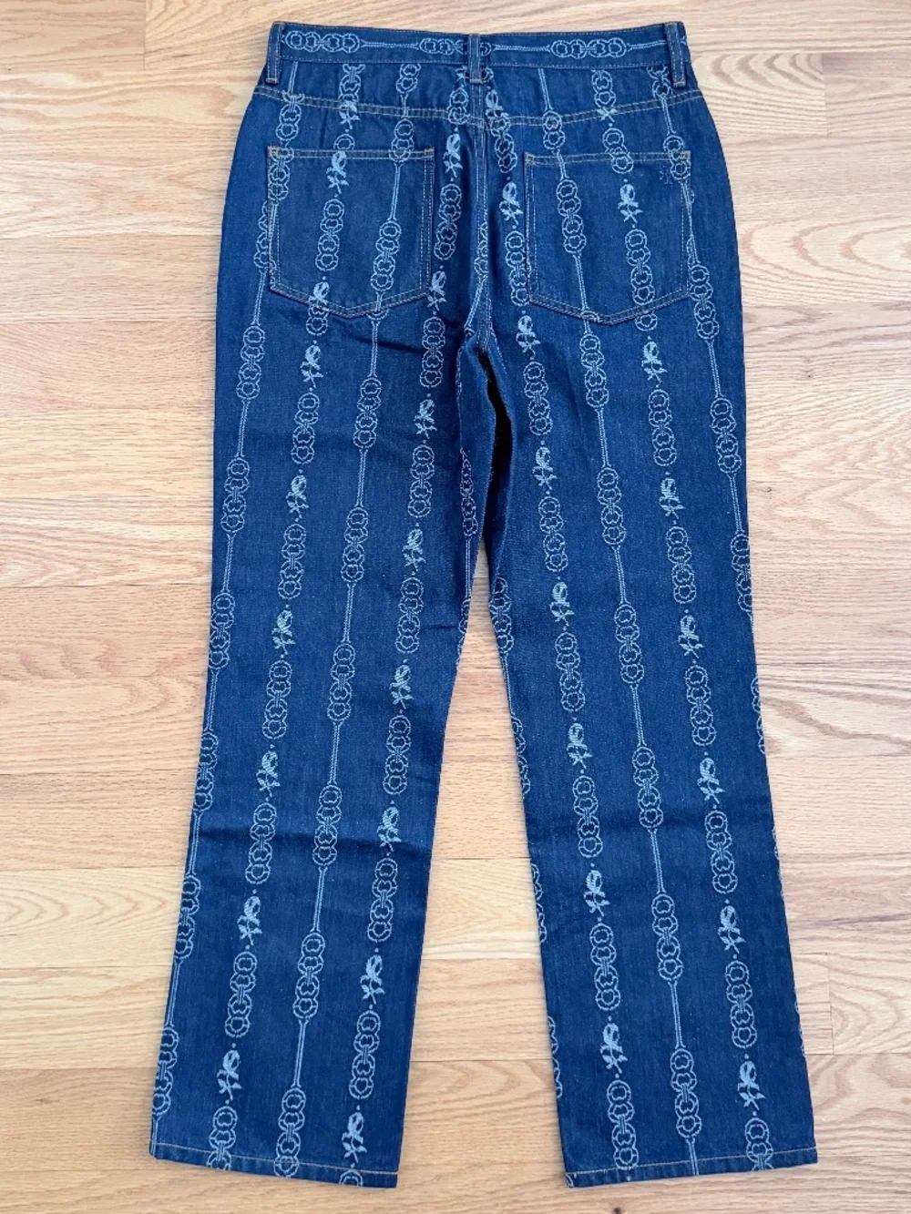 Tory Burch NWT Gemini Link Bloom Jacquard Denim Pant (30)